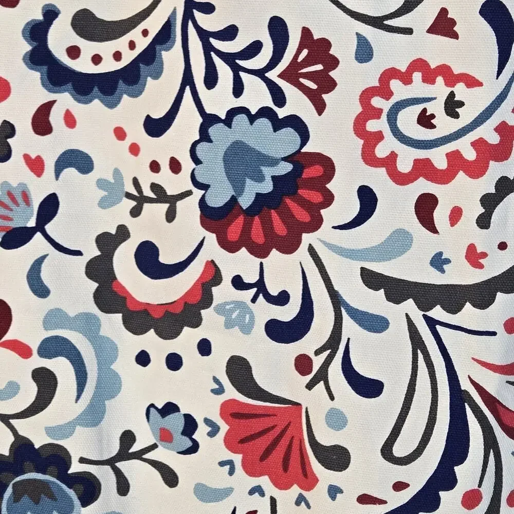 IKEA Kratten 20 X 20 Floral Pillow Cover Scandinavian Folk Art Boho Blue Red Zip